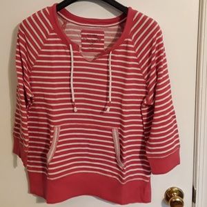 Split neck terrycloth pullover